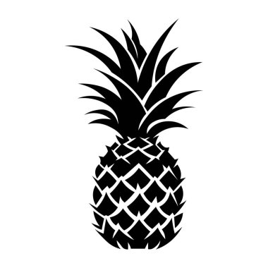 Beyaz arkaplanda izole edilmiş ananas siyah vektör simgesi