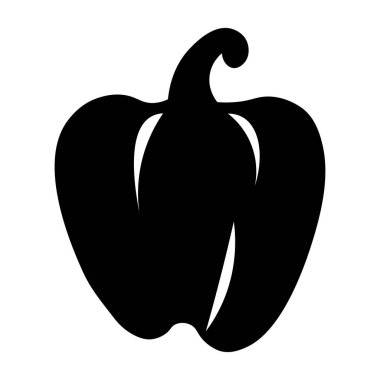 Çan biberi siyah vektör simgesi beyaz arkaplanda izole edildi