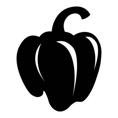 Çan biberi siyah vektör simgesi beyaz arkaplanda izole edildi