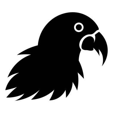 Beyaz arkaplanda izole edilmiş papağan siyah vektör simgesi