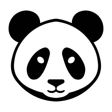 Beyaz arkaplanda izole edilmiş panda siyah vektör simgesi