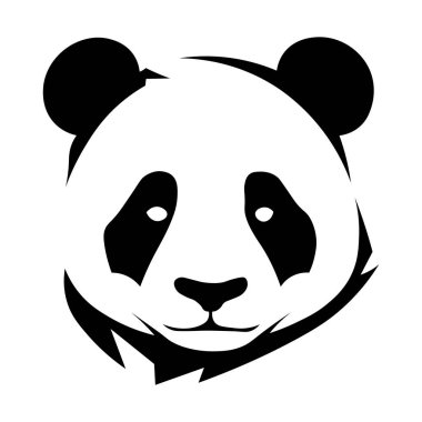 Beyaz arkaplanda izole edilmiş panda siyah vektör simgesi