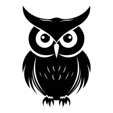 Baykuş siyah vektör simgesi beyaz arkaplanda izole edildi