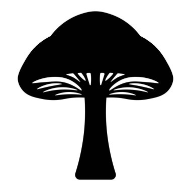 Mantar siyah vektör simgesi beyaz arkaplanda izole edildi