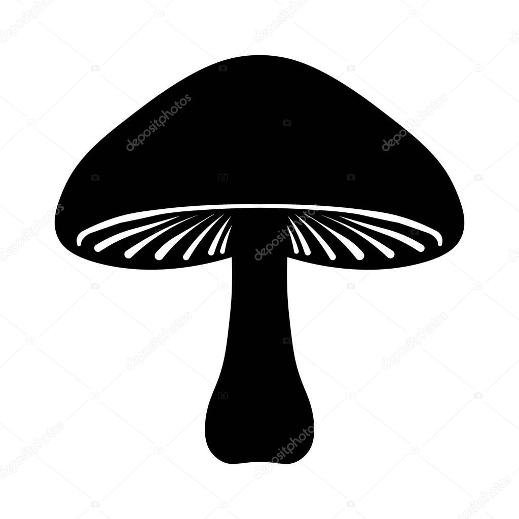 Mushroom black vector icon isolated on white background