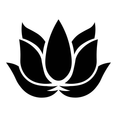 Lotus siyah vektör simgesi beyaz arkaplanda izole edildi