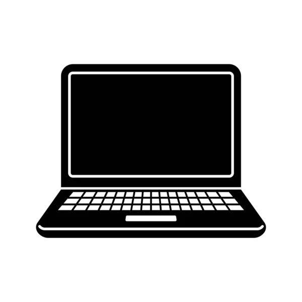 Laptop siyah vektör simgesi beyaz arkaplanda izole edildi
