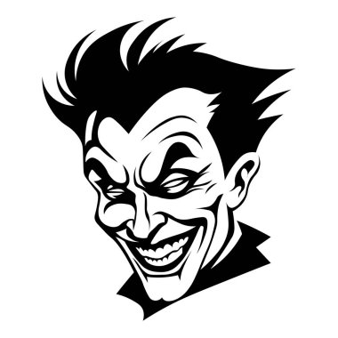 Joker siyah vektör simgesi beyaz arkaplanda izole edildi