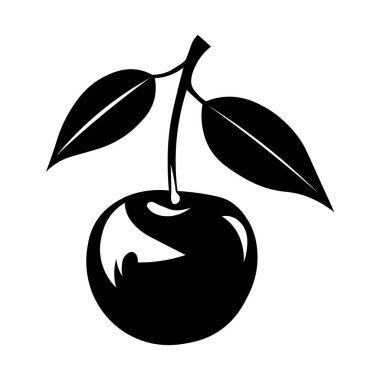 Beyaz arkaplanda izole edilmiş kiraz siyah vektör simgesi