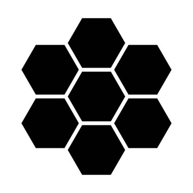 Beyaz arkaplanda izole edilmiş bal peteği siyah vektör simgesi