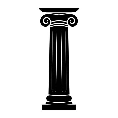 Beyaz arkaplanda Yunan sütun siyah vektör simgesi izole