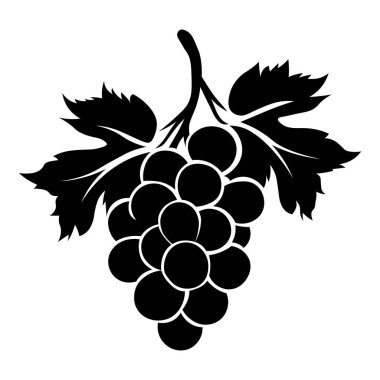 Üzüm siyah vektör simgesi beyaz arkaplanda izole