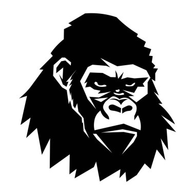 Beyaz arkaplanda goril siyah vektör simgesi izole edildi