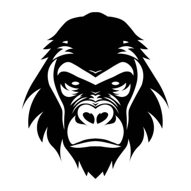 Beyaz arkaplanda goril siyah vektör simgesi izole edildi