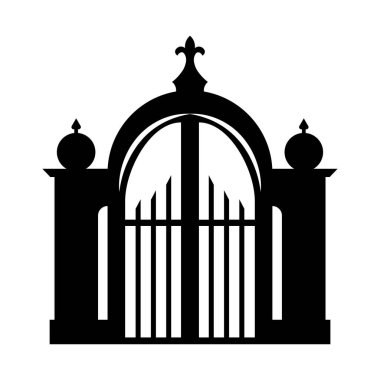 Kapı siyah vektör simgesi beyaz arkaplanda izole edildi