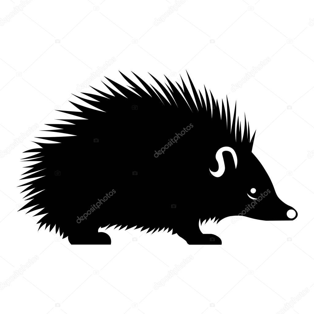 Hedgehog black vector icon isolated on white background
