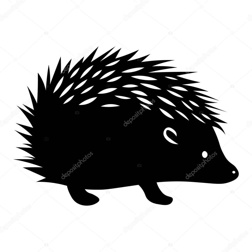 Hedgehog black vector icon isolated on white background
