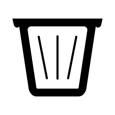 Beyaz arkaplanda izole edilmiş çöp kutusu siyah vektör simgesi