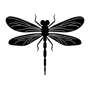 Beyaz arkaplanda yusufçuk siyah vektör simgesi izole