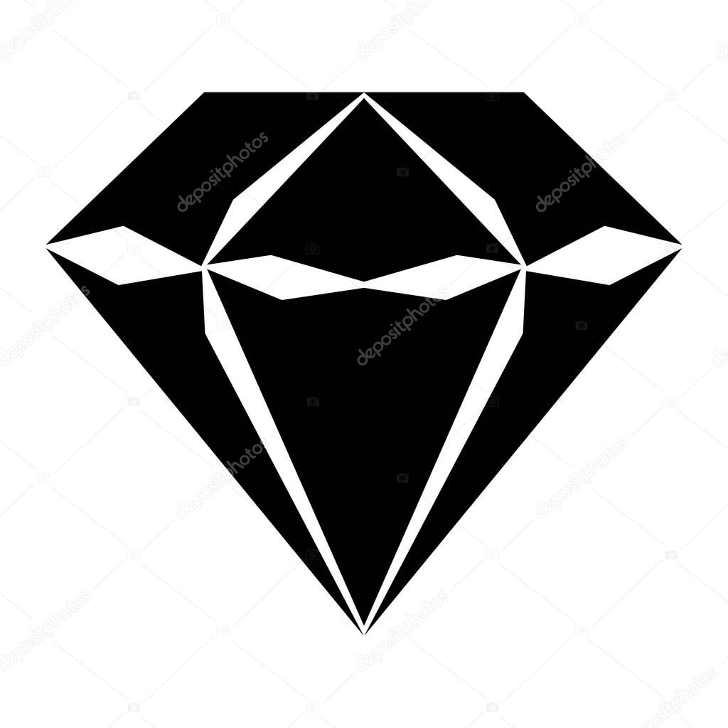 Diamond black vector icon isolated on white background