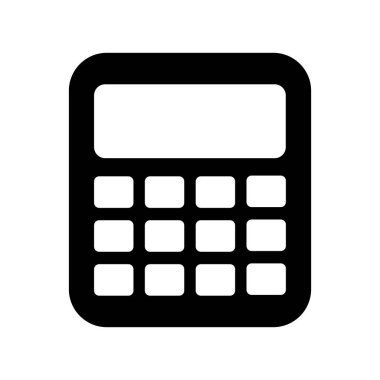 Hesaplayıcı siyah vektör simgesi beyaz arkaplanda izole edildi