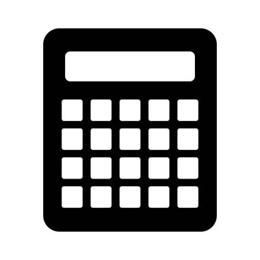 Hesaplayıcı siyah vektör simgesi beyaz arkaplanda izole edildi