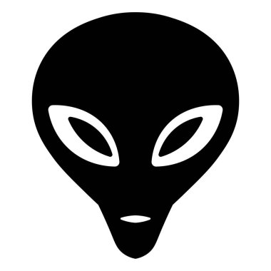 Siyah vektör uzaylı simgesi beyaz arkaplanda izole edildi