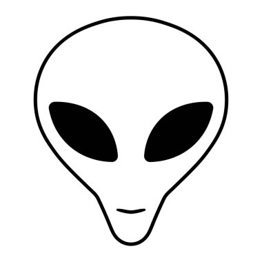 Siyah vektör uzaylı simgesi beyaz arkaplanda izole edildi