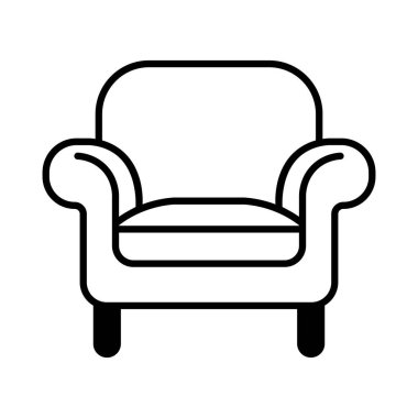 Siyah vektör koltuk simgesi beyaz arkaplanda izole edildi