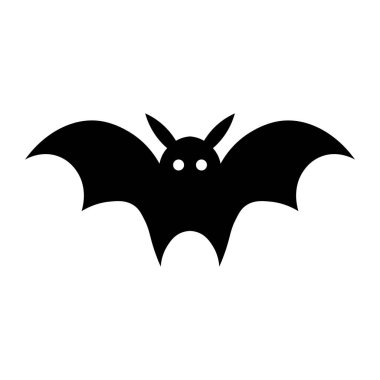 Siyah vektör yarasa simgesi beyaz arkaplanda izole edildi