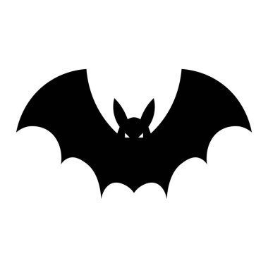 Siyah vektör yarasa simgesi beyaz arkaplanda izole edildi