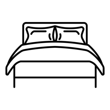 Siyah vektör yatak simgesi beyaz arkaplanda izole edildi