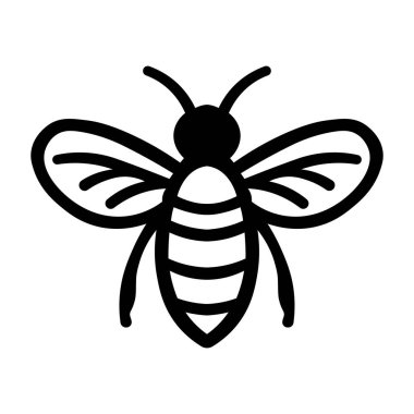 Siyah vektör arı simgesi beyaz arkaplanda izole edildi