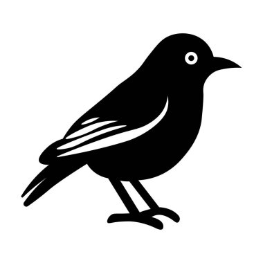 Siyah vektör kuş simgesi beyaz arkaplanda izole edildi