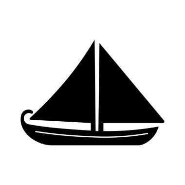 Siyah vektör tekne simgesi beyaz arkaplanda izole edildi