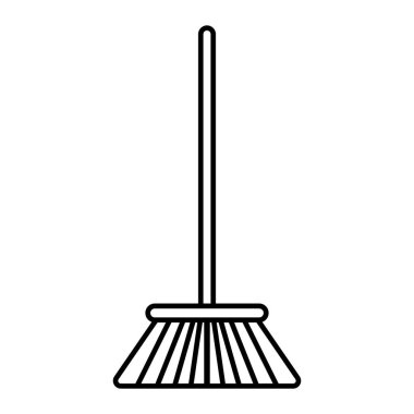 Siyah vektör süpürge simgesi beyaz arkaplanda izole edildi