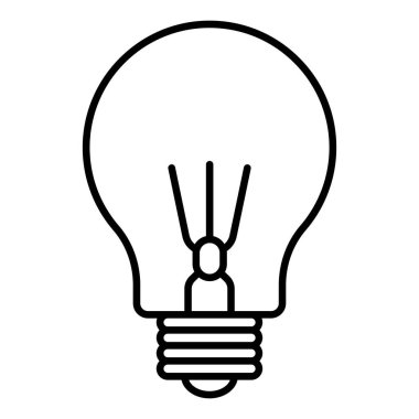 Siyah vektör ampul simgesi beyaz arkaplanda izole edildi