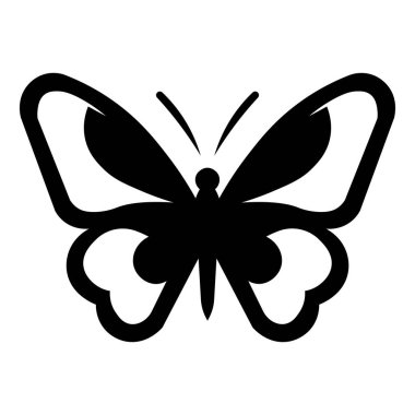 Siyah vektör kelebek simgesi beyaz arkaplanda izole edildi