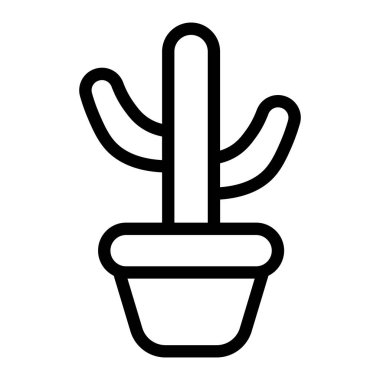 Siyah vektör kaktüs simgesi beyaz arkaplanda izole edildi
