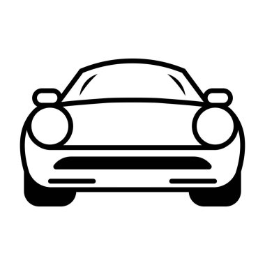 Siyah vektör araba ön simgesi beyaz arkaplanda izole edildi