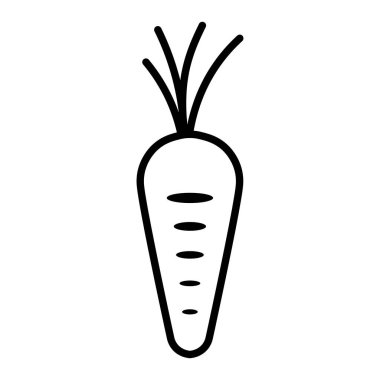 Siyah havuç simgesi beyaz arkaplanda izole edildi