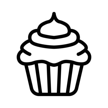 Siyah vektör cupcake simgesi beyaz arkaplanda izole edildi