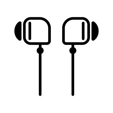 Siyah vektör kulaklık simgesi beyaz arkaplanda izole edildi