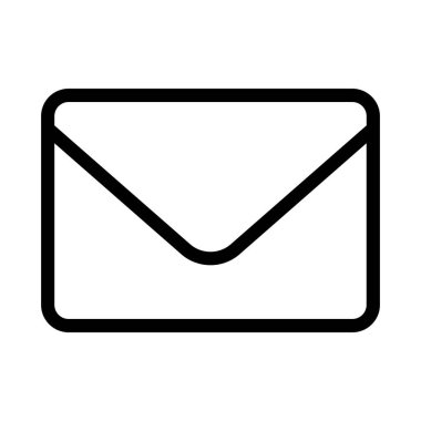 Siyah vektör zarf simgesi beyaz arkaplanda izole edildi