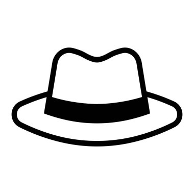 Siyah vektör fötr şapka simgesi beyaz arkaplanda izole edildi