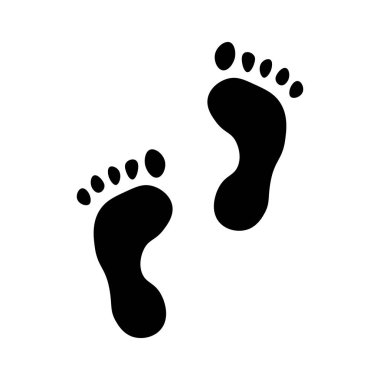 Siyah vektör ayak simgesi beyaz arkaplanda izole edildi