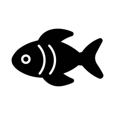 Siyah vektör balık simgesi beyaz arkaplanda izole edildi
