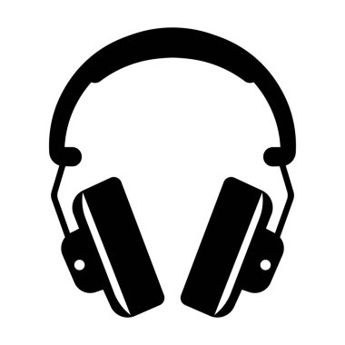 Siyah vektör kulaklık simgesi beyaz arkaplanda izole edildi