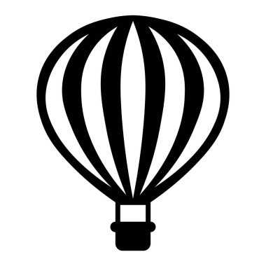 Siyah vektör sıcak hava balonu simgesi beyaz arkaplanda izole