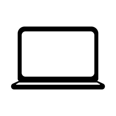 Siyah vektör dizüstü bilgisayar simgesi beyaz arkaplanda izole edildi